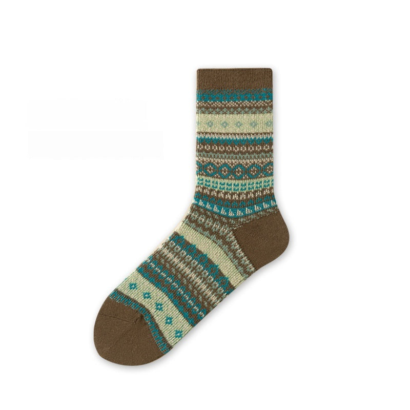 Retro Ethnic Style Rhombus Mid-calf Socks