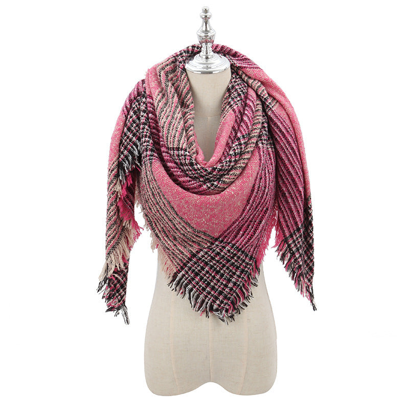 New Style Circle Yarn Square Scarf Shawl Color Plaid