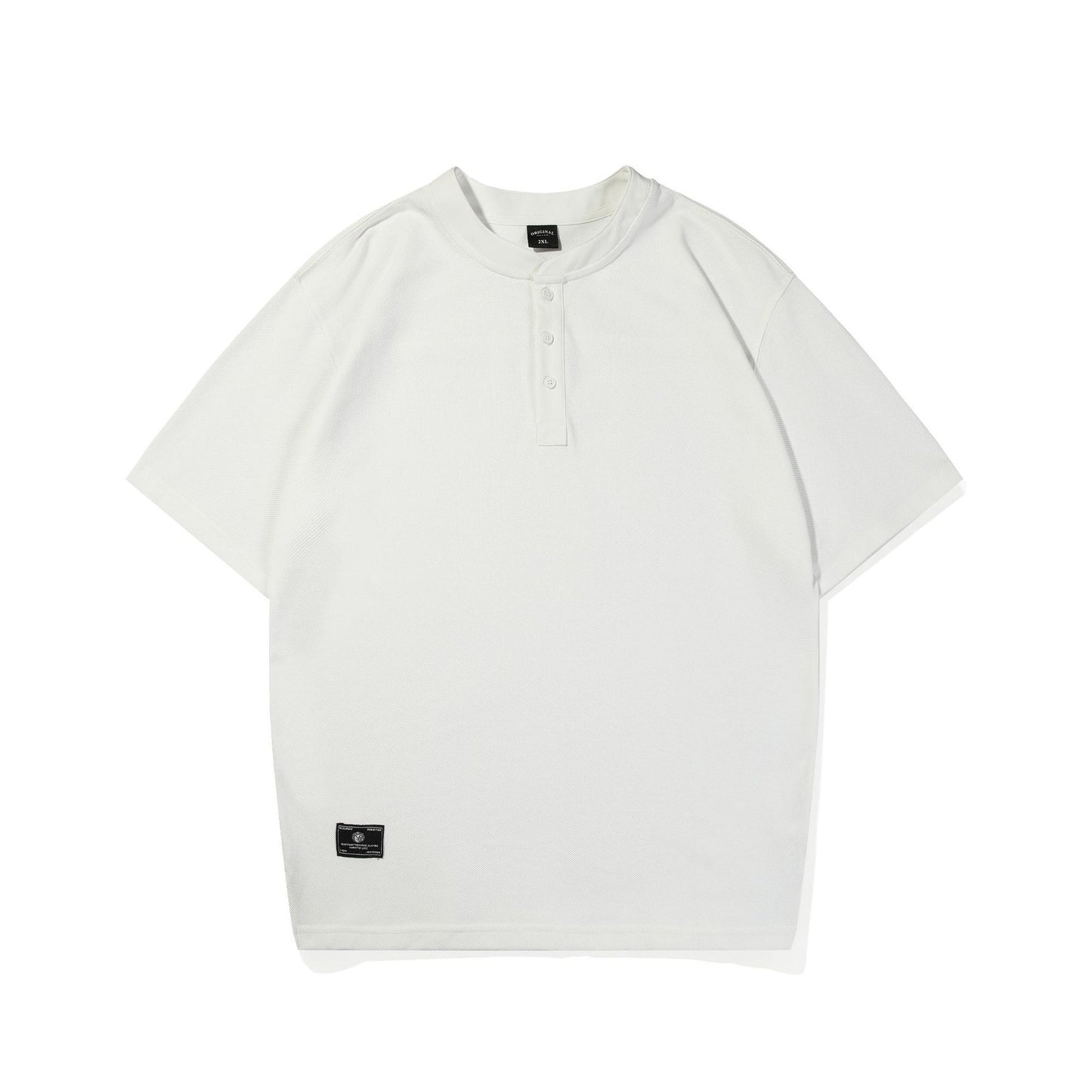 Summer Simplicity Solid Color Henry Collar T-shirt