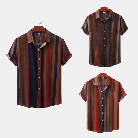 Summer Men's Clothing Printing Casual Retro Shirt Men