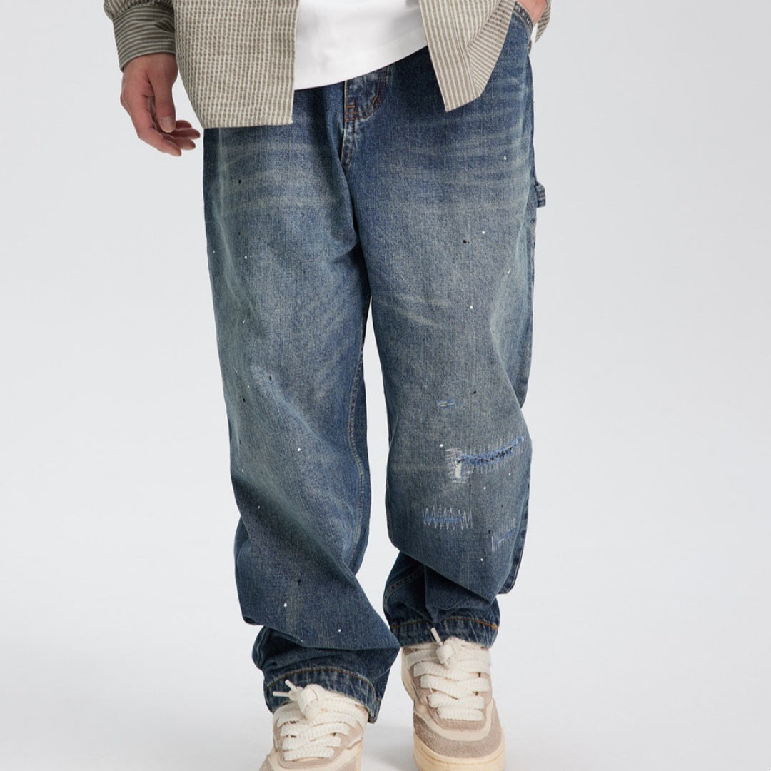 Spring New Versatile Loose Straight Washed Jeans