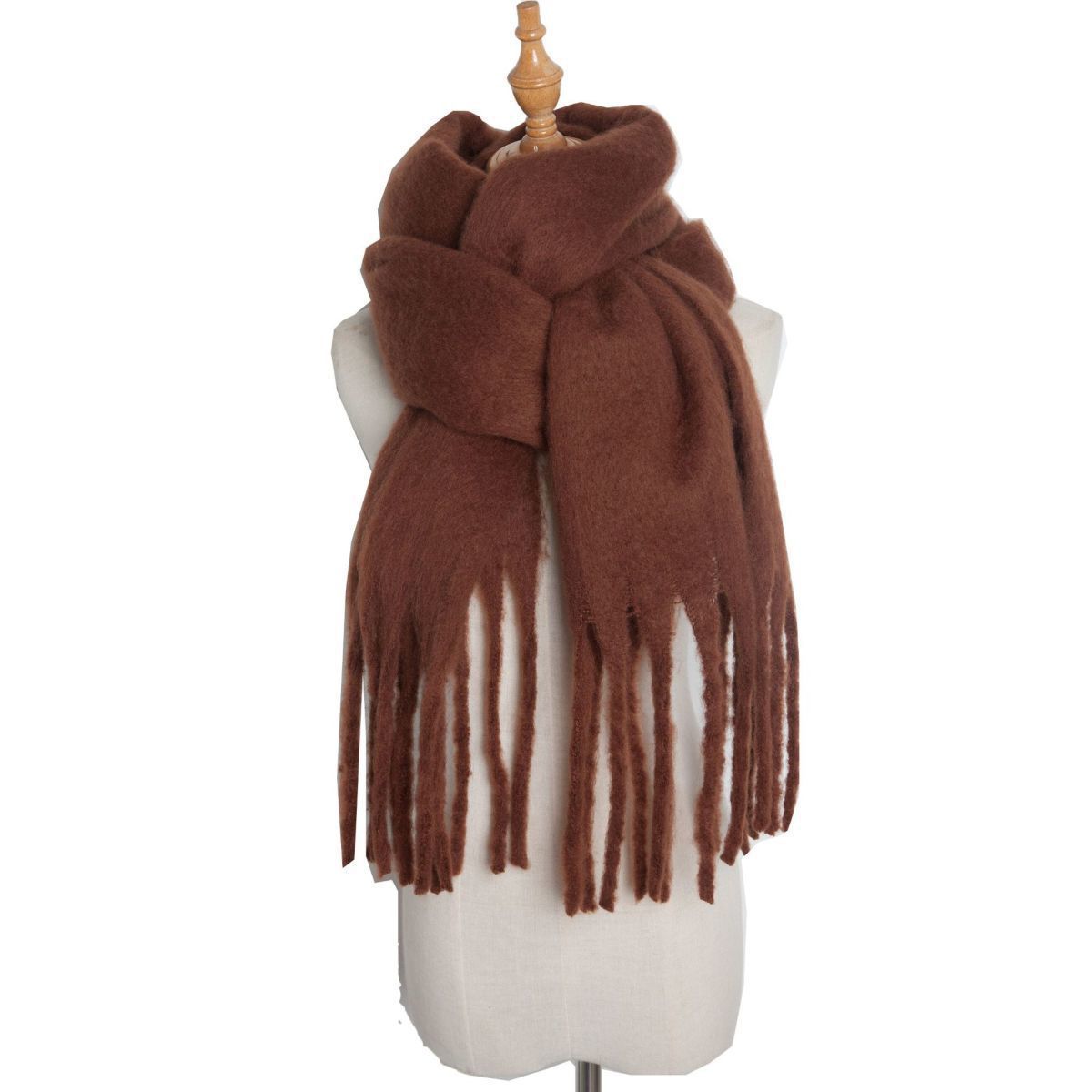 Mohair Twist Braid Plush Scarf For Women Winter Thickened