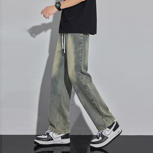 Spring And Summer Retro Distressed Straight Pants