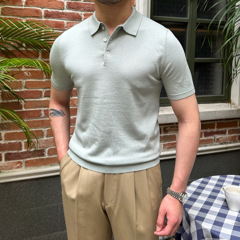 Casual Short-sleeved Polo Shirt Solid Color Business Lapel T-shirt