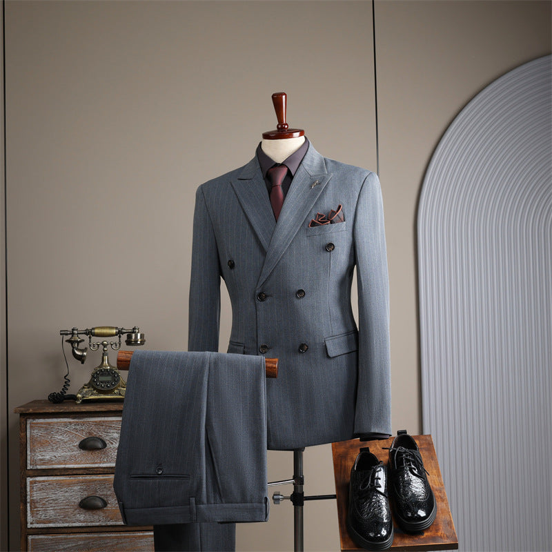 Double Breasted Stripes Suit Men's Suits