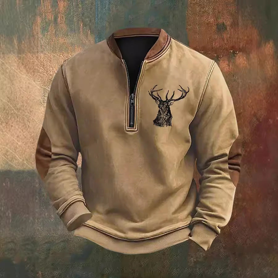 Polo Buckle Sweater 3D Printing Men's Half Zipper Printing