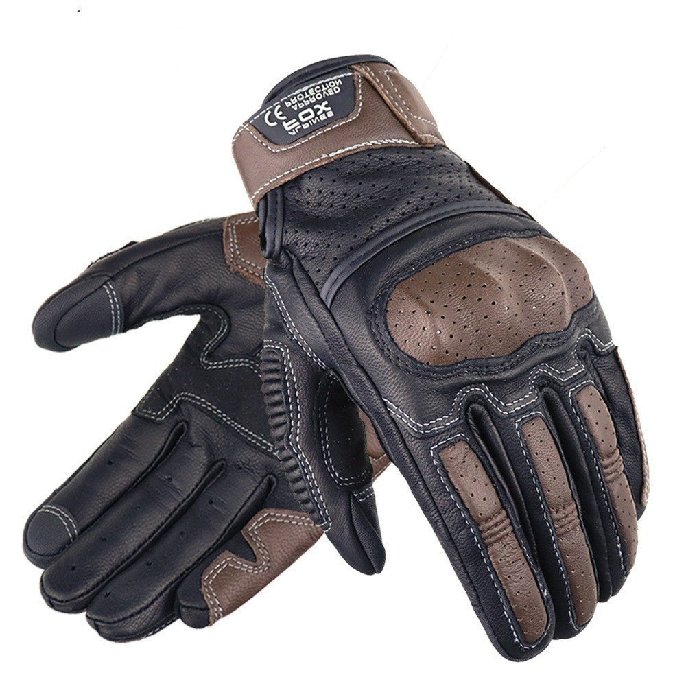 Summer Breathable Touch Screen Motorcycle Riding Leather Gloves