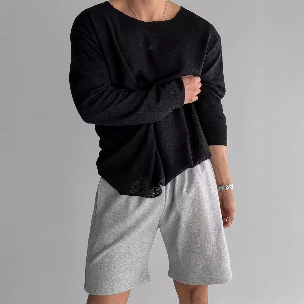 Men's Lightweight Breathable Long Sleeves Knitted T-shirt