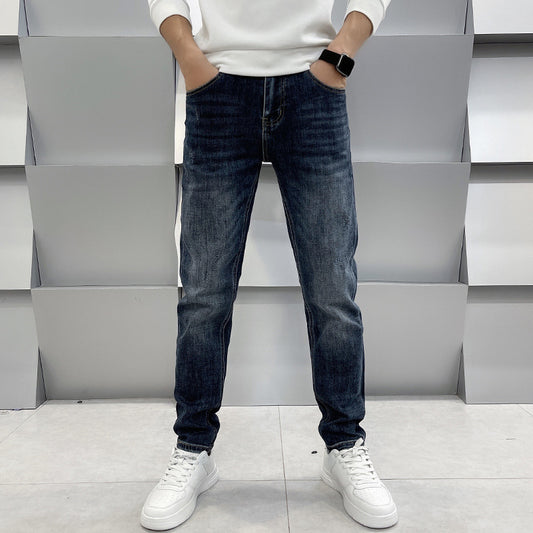 Men's Casual Slim Fit Straight Leg Elastic Jeans