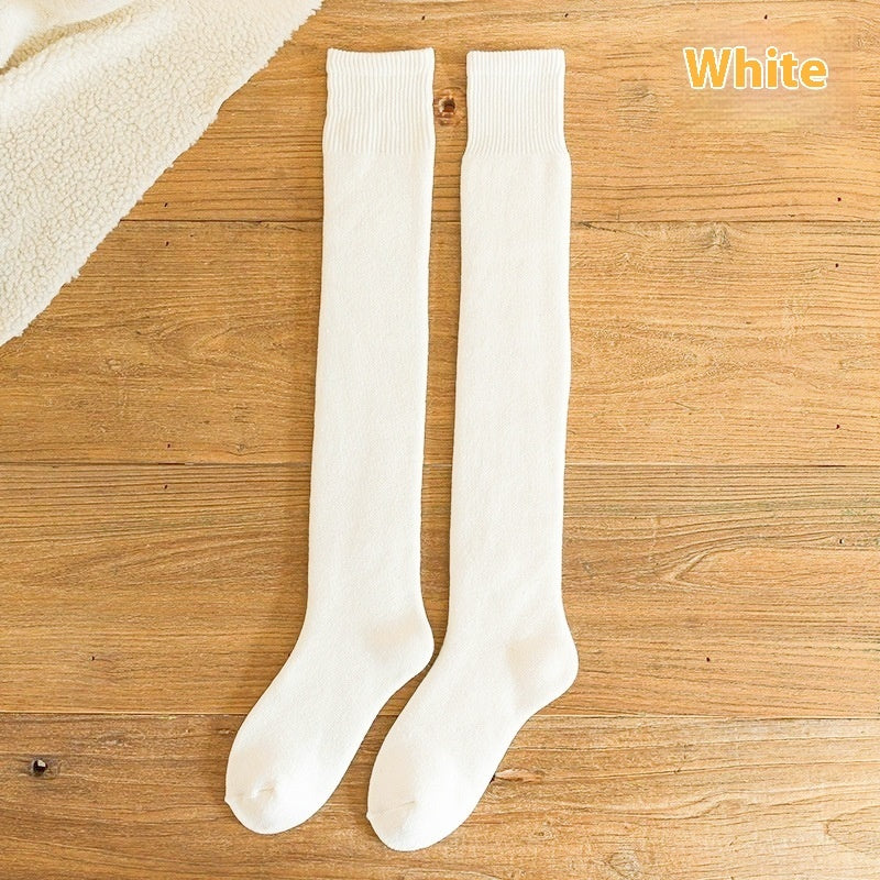 Cashmere Knee Socks Women's Long Tube Fleece-lined