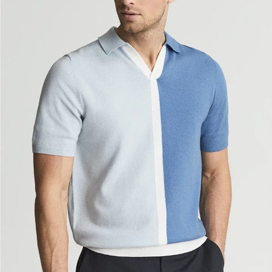 Men's Clothing Lapel Knitted Short Sleeve