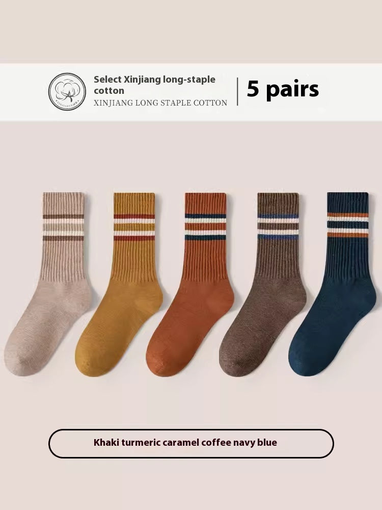 Men's Mid-calf Cotton Socks Boneless Pure Cotton Breathable Sports Plus Size