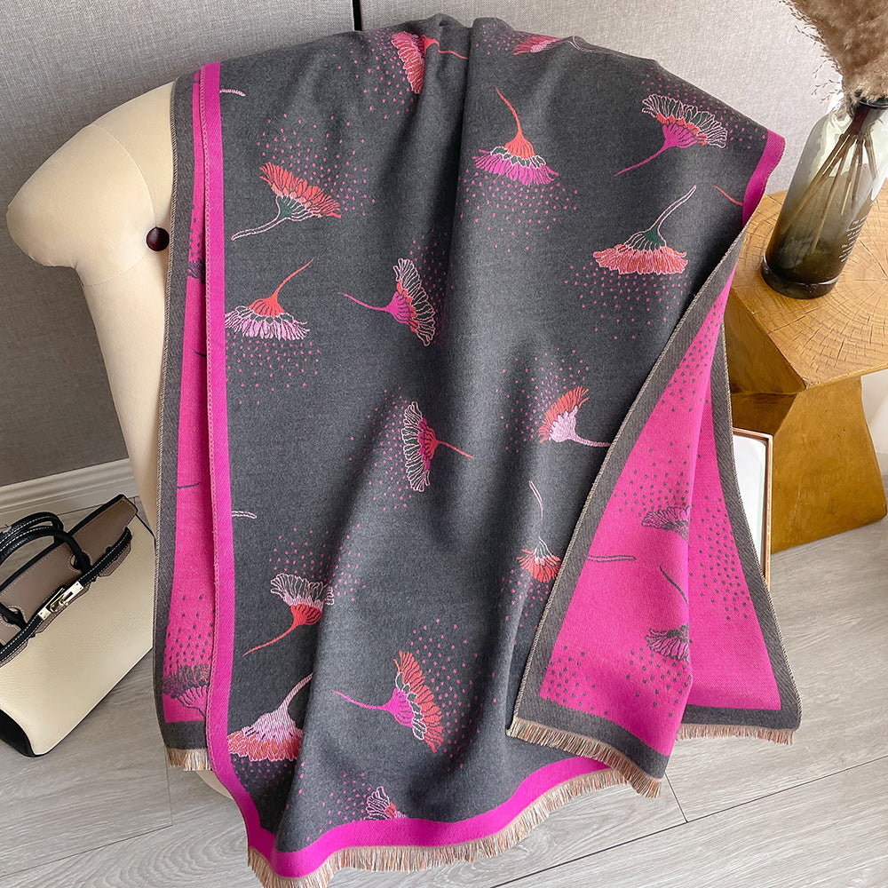 Cashmere-like Thick Warm Tassel Decorative Scarf