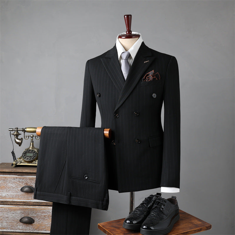 Double Breasted Stripes Suit Men's Suits