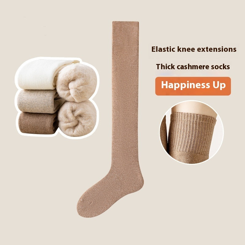 Over Knee Socks Long Tube Fleece-lined Thick Cashmere Warm