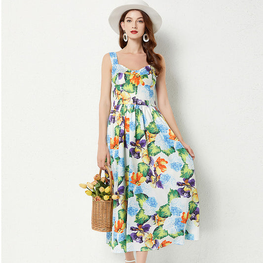 Women's Boho Print Slim Fit Slip Dress