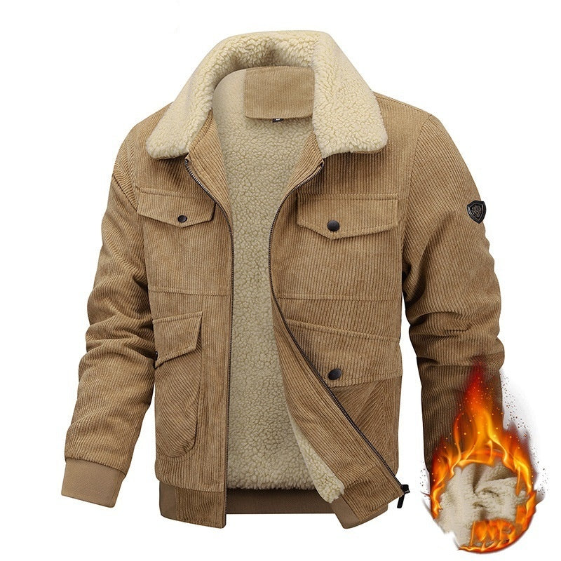 Men's Youth Lapel Jacket Fleece-lined