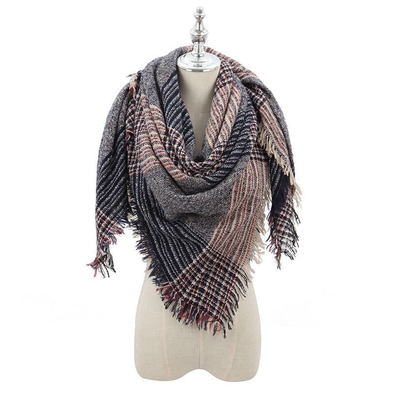 New Style Circle Yarn Square Scarf Shawl Color Plaid