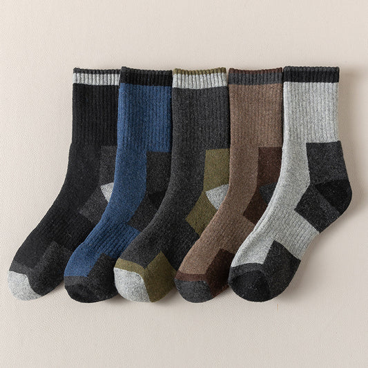 Wool Socks Men Fleece Lined Padded Warm Keeping Terry-loop Hosiery