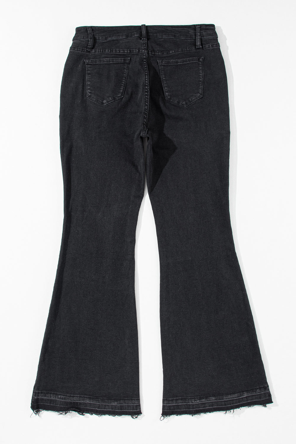 Black High Waist Button Front Flare Jeans