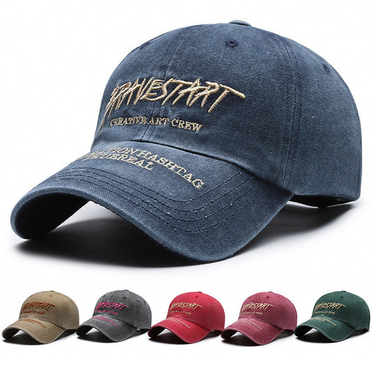 Faded Washed Distressed Baseball Cap Embroidered Letters