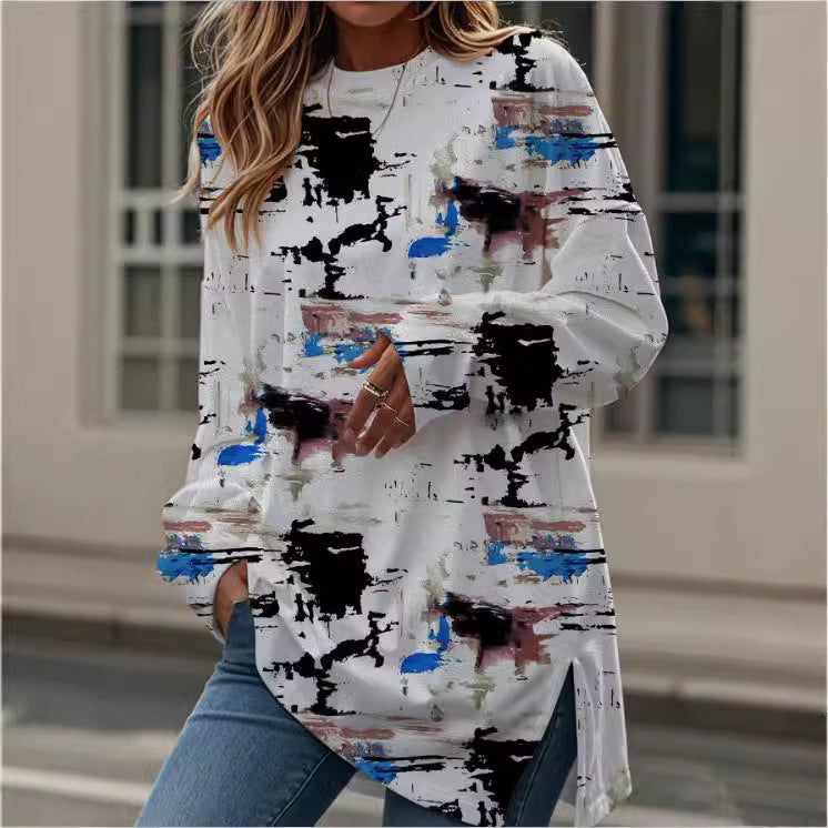 Women's Top Fashion Print Round Neck T-shirt