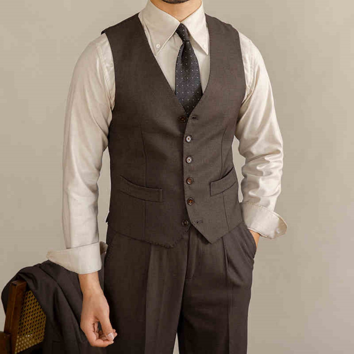 Retro Italian V-neck suit vest