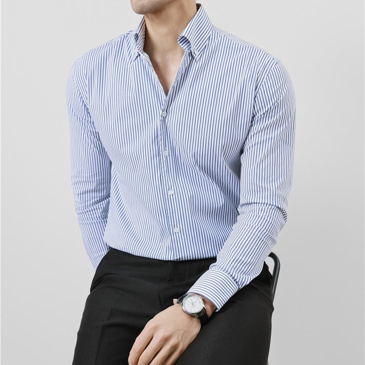 Striped Men's V-neck Long Sleeve Shirt