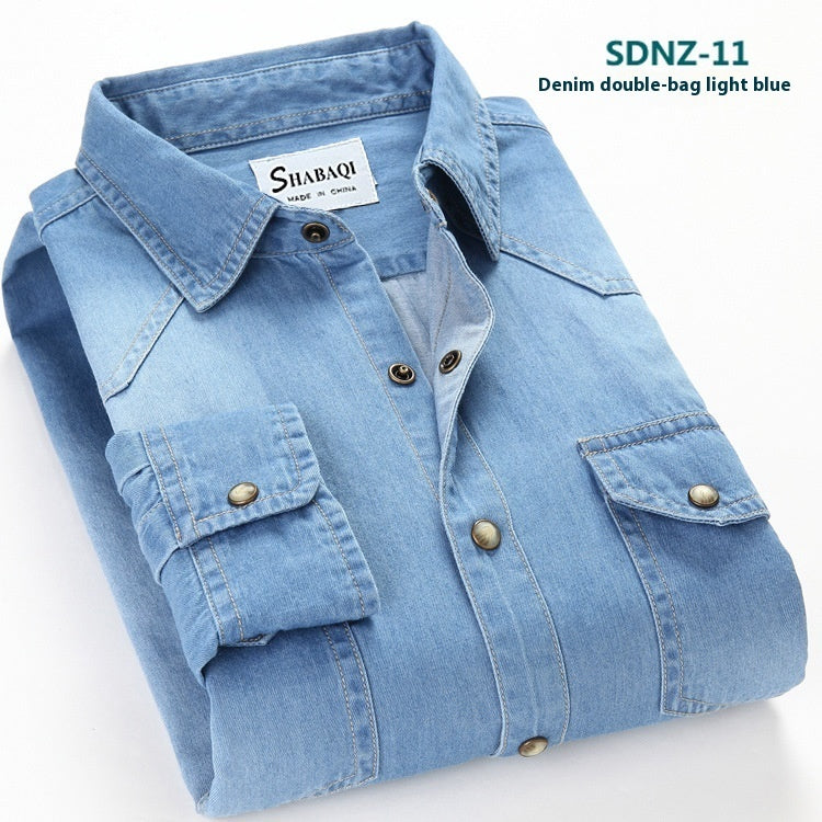 Men's Cotton Denim Long-sleeved Shirt