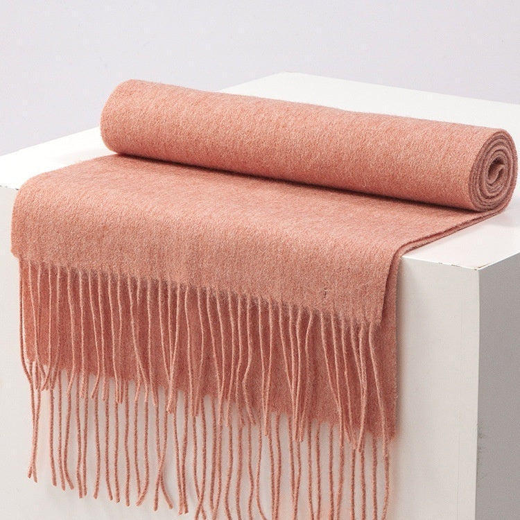 Autumn And Winter Scarf Solid Color Wool Scarf Thickened Men And Women