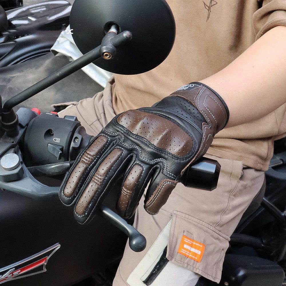 Summer Breathable Touch Screen Motorcycle Riding Leather Gloves