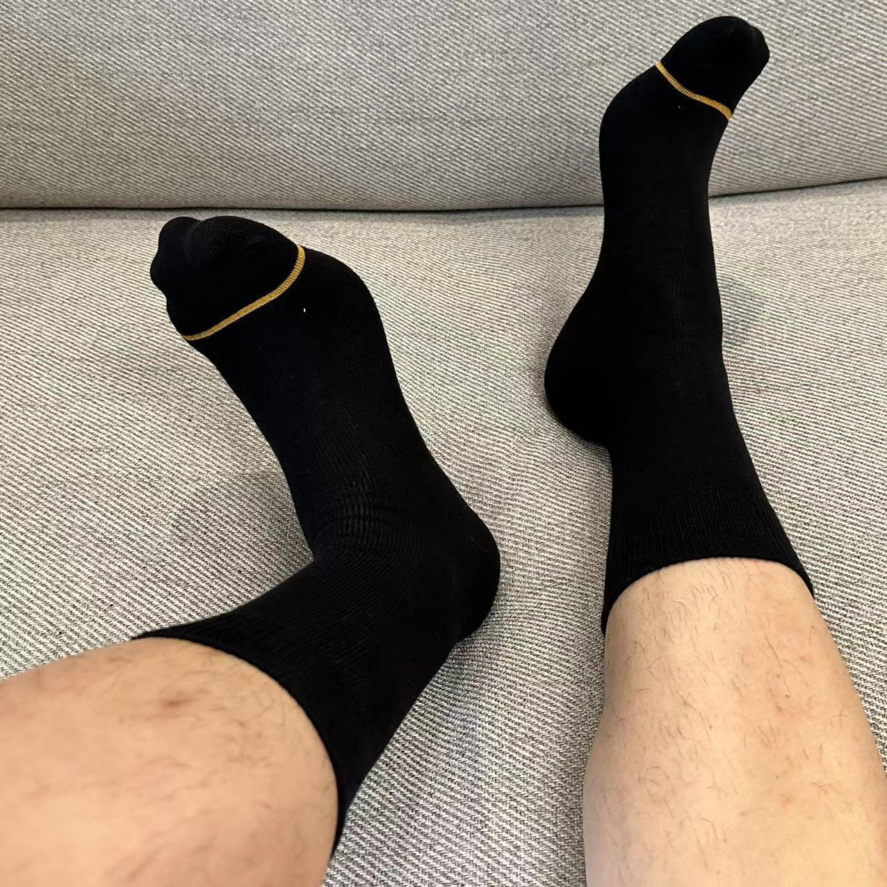 Gold Toe Line Plain Flat Formal Wear Business Long Tube Cotton Socks