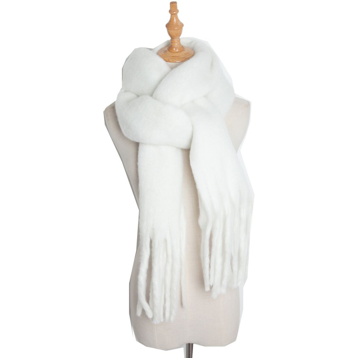 Mohair Twist Braid Plush Scarf For Women Winter Thickened