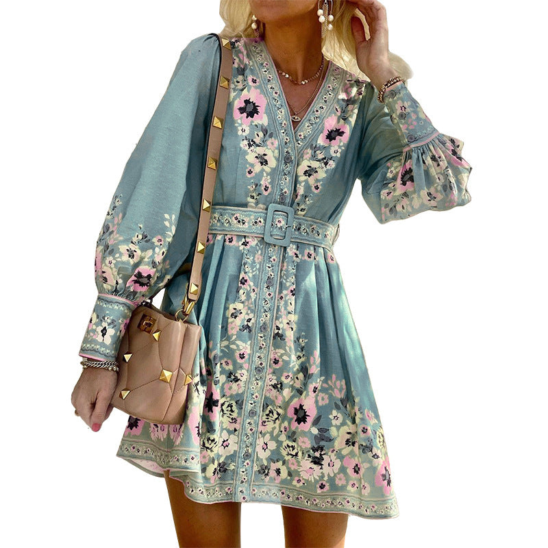 Ladies Fashion Loose Printed Boho Dress