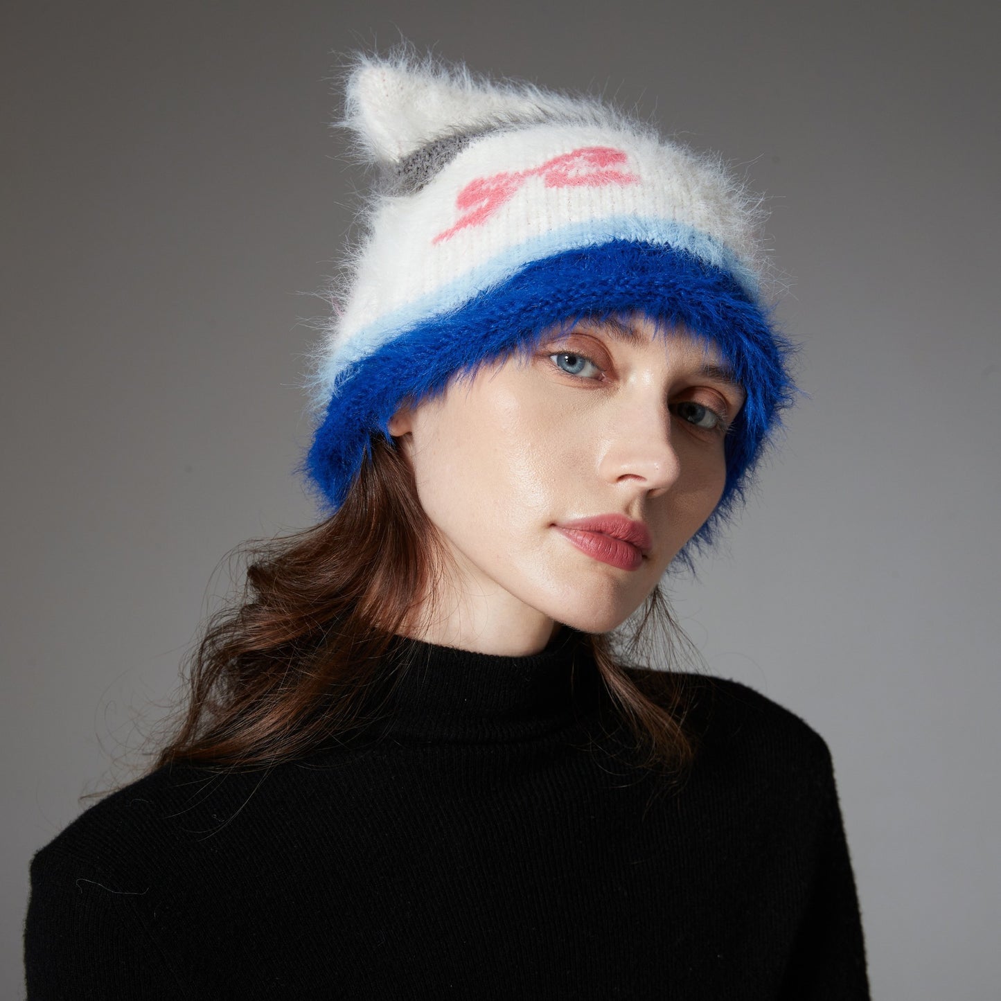 Cute Cat Ears Knitted Hat Earflaps Slipover Woolen Cap