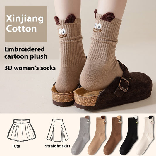 Female Cartoon Sweatshirt Mid Tube Cotton Socks