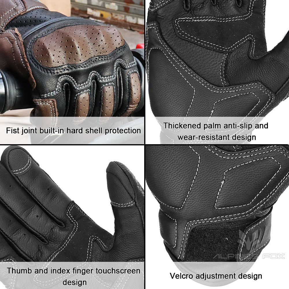 Summer Breathable Touch Screen Motorcycle Riding Leather Gloves