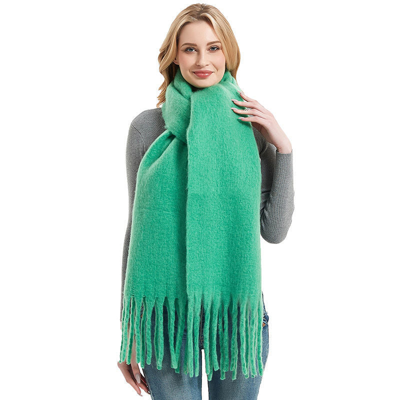 Mohair Twist Braid Plush Scarf For Women Winter Thickened