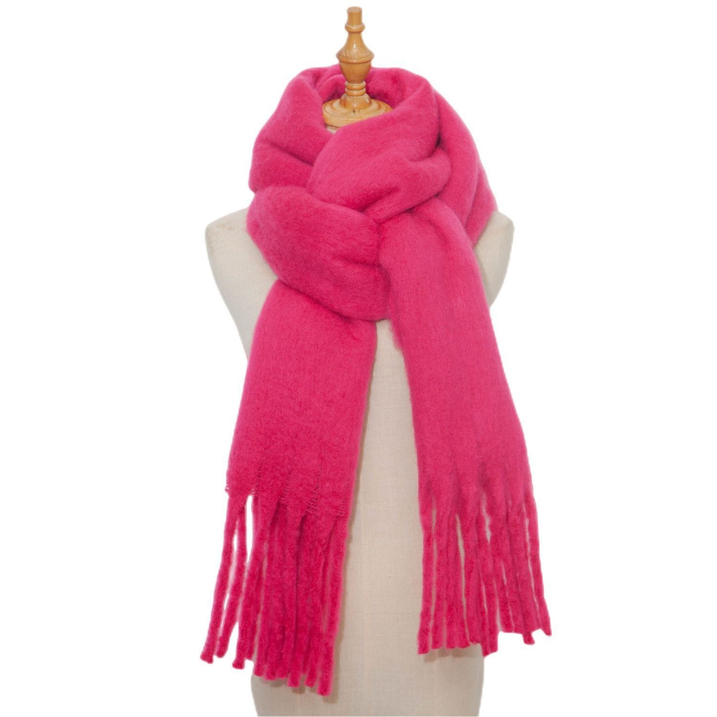 Mohair Twist Braid Plush Scarf For Women Winter Thickened