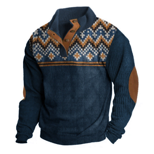 Fashionable Printed Loose And Comfortable Men's Long-sleeved Sweater