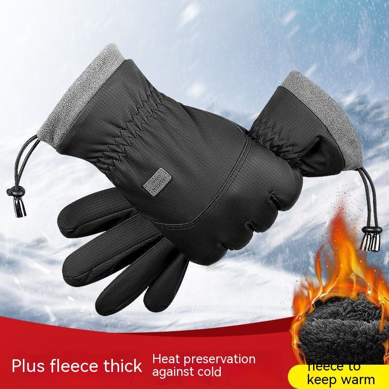 Polyester Gloves Men's And Women's Touch Screen Ski Gloves Outdoor Waterproof Windproof Warm Riding Full Finger Fleece Climbing