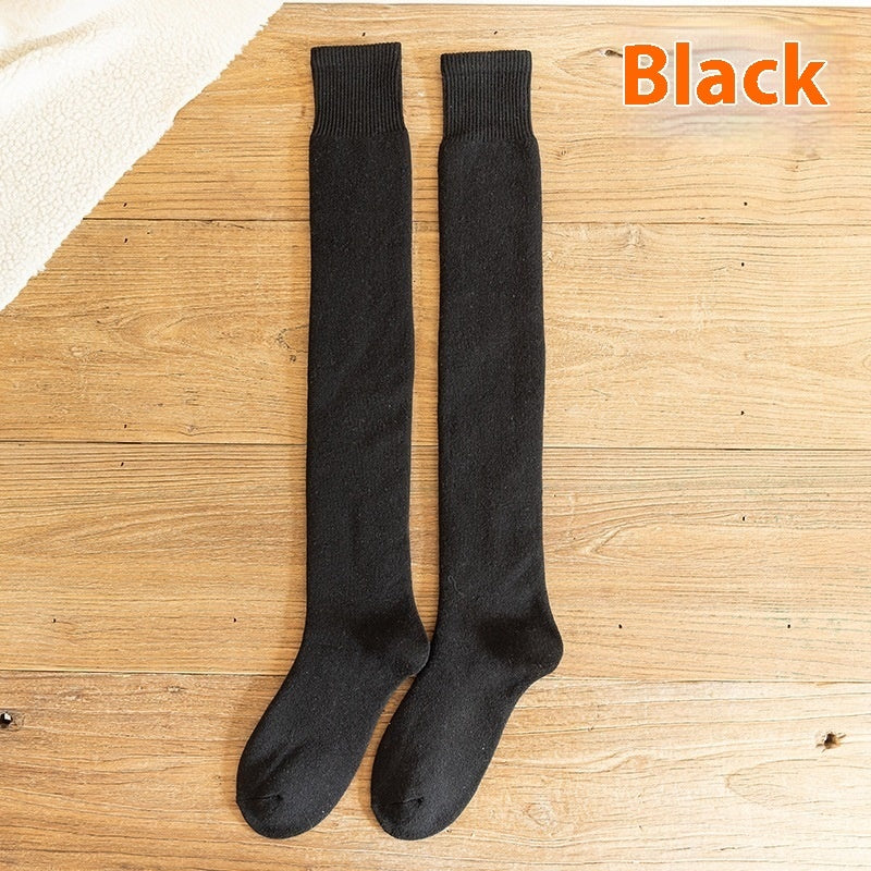 Cashmere Knee Socks Women's Long Tube Fleece-lined