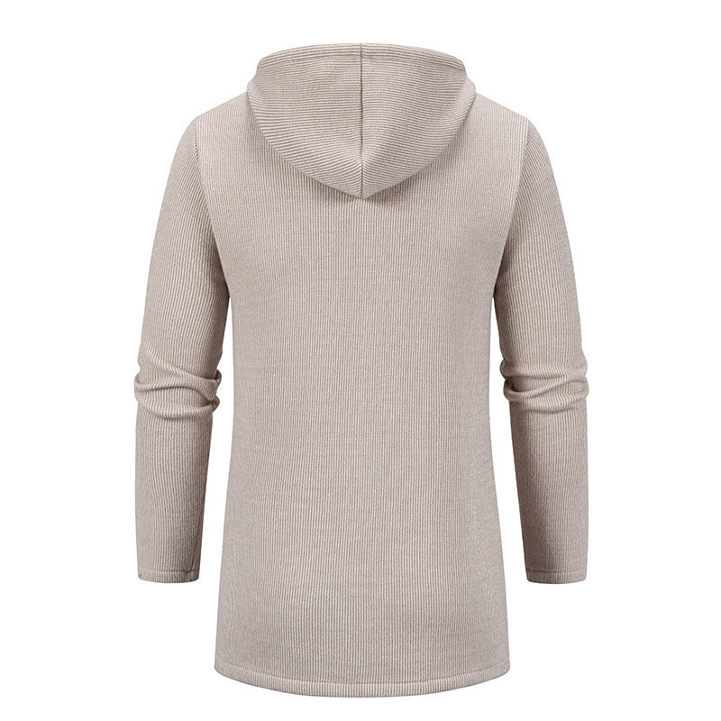 Men's Sweater Jacket Mid-length Coat Hooded Sweater Men's Coat