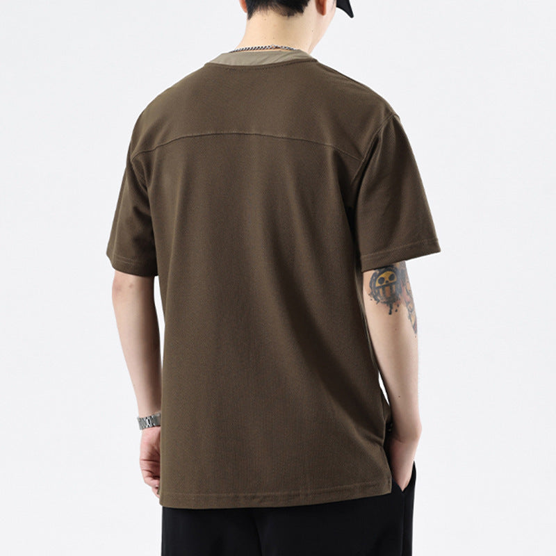 Summer Simplicity Solid Color Henry Collar T-shirt