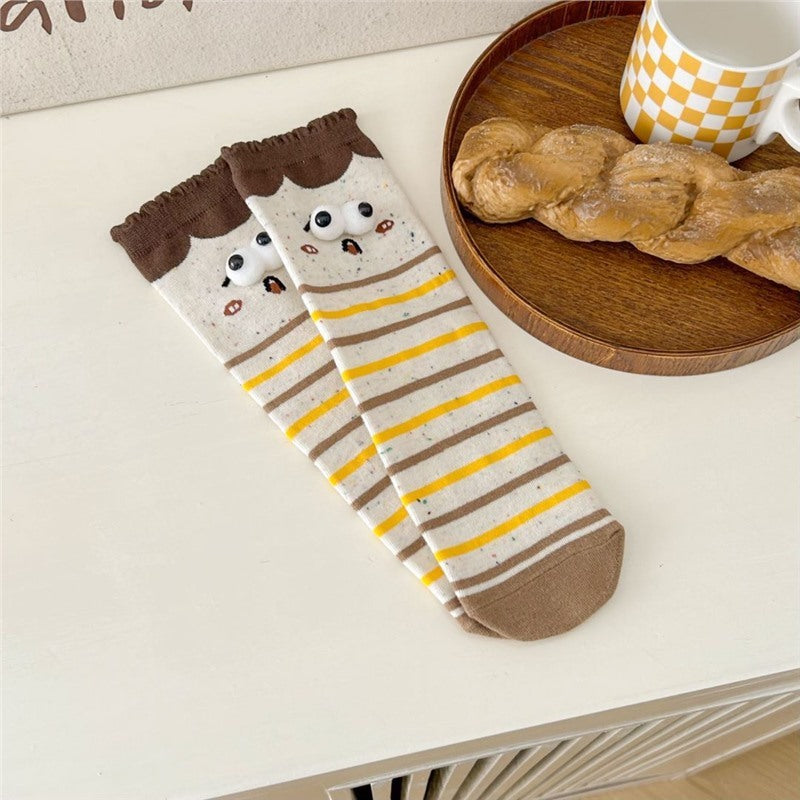 Funny Couple Cute Cartoon Big Stereo Eyes Tube Socks