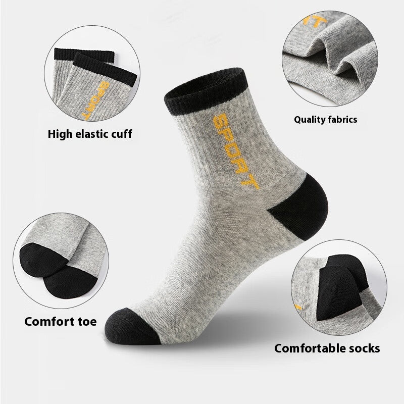 Spring And Autumn Summer Socks Men's Mid-calf Length Sock Sweat-absorbent Breathable