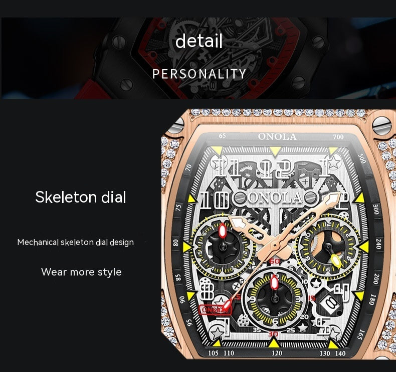 Full Diamond Fashion New Multi-functional Mechanical Watch