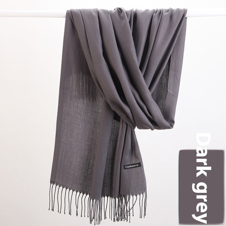 Pure Color Warm Keeping Scarf All-match Cashmere Shawl