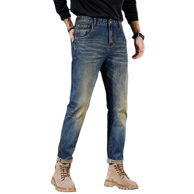 Nostalgic Washed Men's Trousers Retro Trendy Pencil Pants