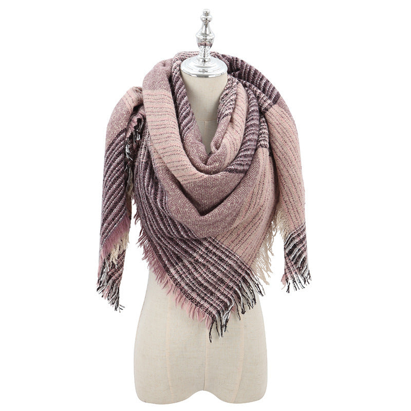 New Style Circle Yarn Square Scarf Shawl Color Plaid